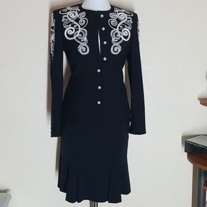 ESCADA 2PC OUTFIT COUTURE BLAZER SZ 34/SKIRT SZ 36